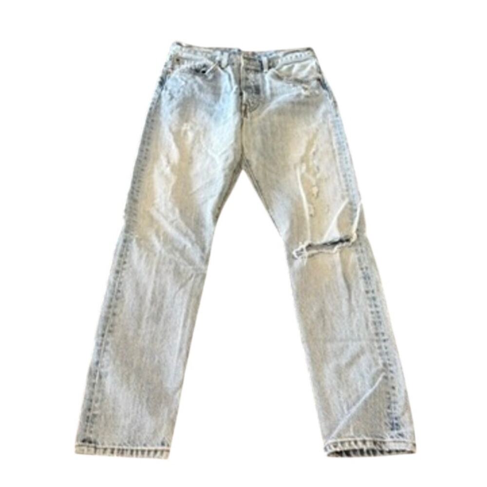 Levi's 501s Skinny Ripped Detail Jeans in Blue, Size 27X28